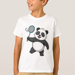 Intelligent Panda Playing Badminton Funny Humourou T-Shirt