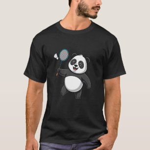Intelligent Panda Playing Badminton Funny Humourou T-Shirt