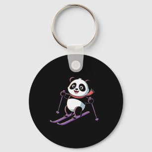 Intelligent Panda Playing Skiing Funny Humourous Key Ring