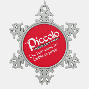 Intelligent Piccolo Snowflake Pewter Christmas Ornament