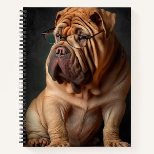 Intelligent Shar Pei Dog with Book Design
