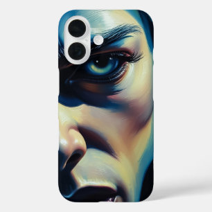 Intense Abstract Blue Yellow Portrait Artistic iPhone 16 Case