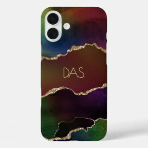 Intense Agate   Dark Moody Rainbow Monogram iPhone 16 Plus Case