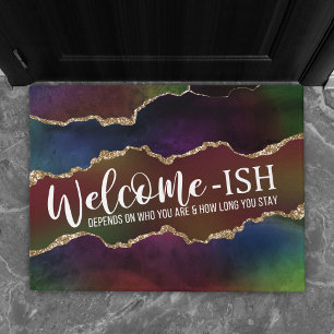 Intense Agate   Dark Moody Rainbow Welcome-Ish Doormat