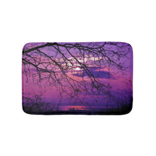 Intense and Vivid - Purple Sunset Landscape Bath Mat