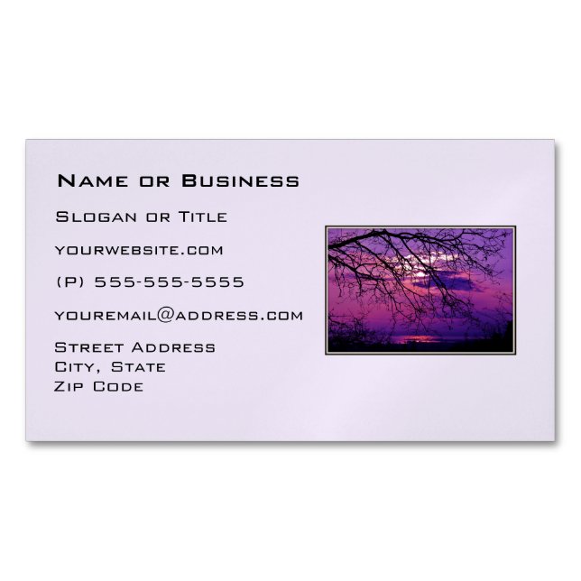 Intense and Vivid -  Purple Sunset Landscape Magnetic Business Card (Front)
