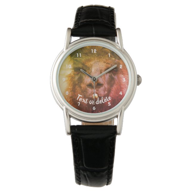 Intense Black Llama Face Close Up Abstract    Watch (Front)