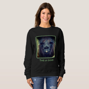 Intense Black Llama Face Close Up Personalised  Sweatshirt
