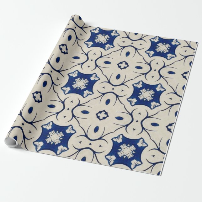 Intense Blue Pattern Paper  (Unrolled)