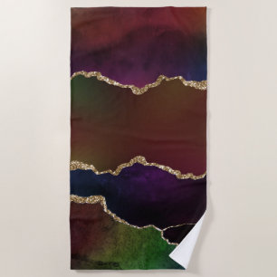 Intense Dark Agate   Moody Rainbow Jewel Tone Beach Towel