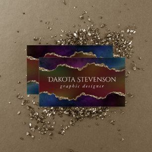 Intense Dark Agate Moody Rainbow Jewel Tone Business Card