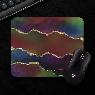 Intense Dark Agate Moody Rainbow Jewel Tone Mouse Pad