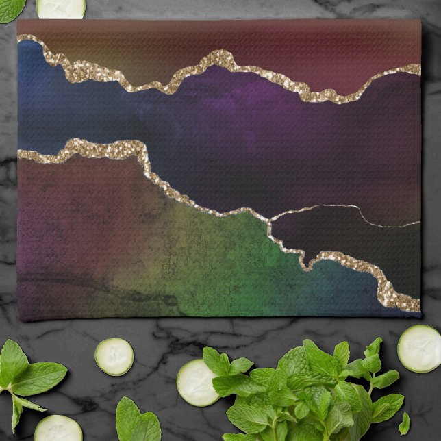 Intense Dark Agate | Moody Rainbow Jewel Tone Tea Towel (Creator Uploaded)