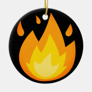 Intense Fire Emoji Ceramic Tree Decoration