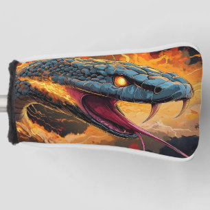 Intense Flaming Snake with Glowing Eyes Golf Head Cover