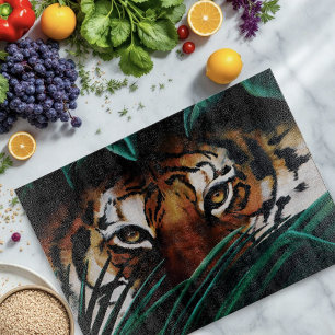 Intense Green Jungle Tiger Eyes Wildlife Leaves Cutting Board