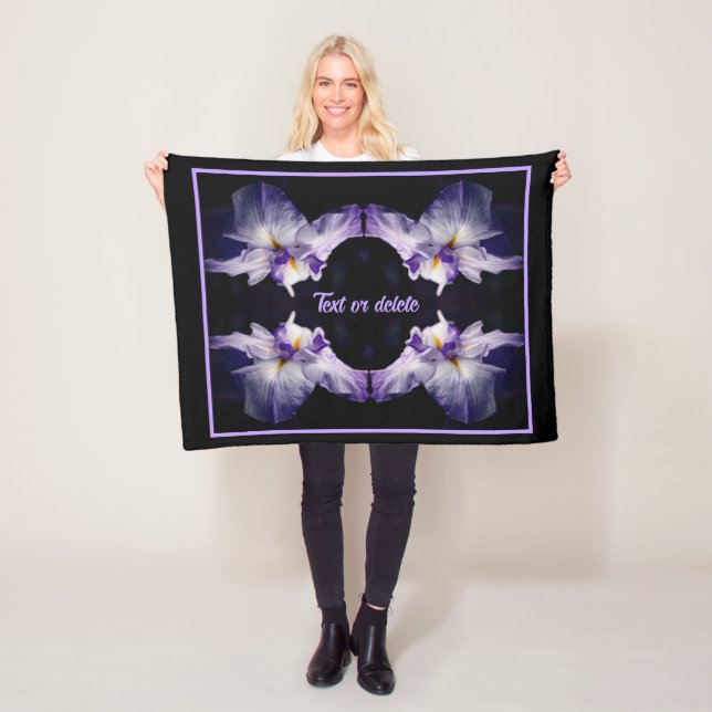 Intense Japanese Iris Flower Abstract Personalised Fleece Blanket (In Situ)