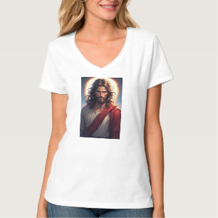 Intense Jesus Christ Christian Women's V-Neck Tee