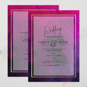 Intense Magenta Plum Purple INK Wedding INVITE