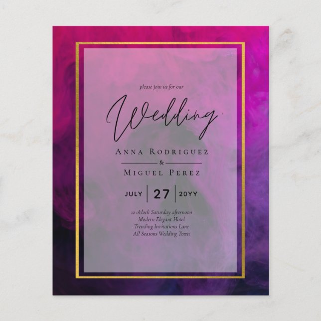 Intense Magenta Plum Purple INK Wedding INVITE Flyer (Front)