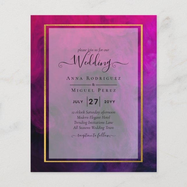 Intense Magenta Plum Purple INK Wedding INVITE Flyer (Front)