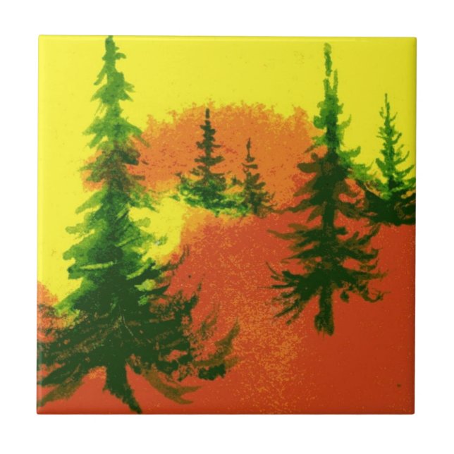 Intense morning sunrise pines tile (Front)