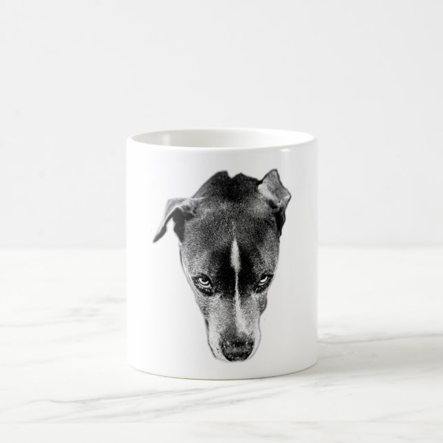 Intense Pitbull Mix Monochrome Portrait Mug (Center)