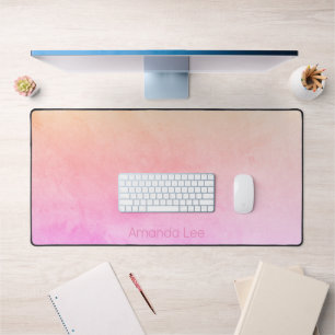 Intense Rainbow Pink Peach Ombré Watercolour Wash Desk Mat