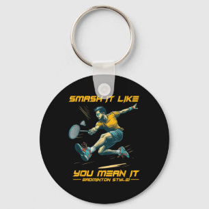 Intense Smashing - Badminton Power Plays Badminton Key Ring