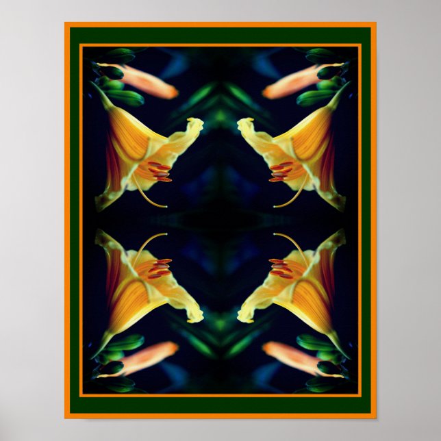 Intense Yellow Lily Flower Abstract Poster (Front)