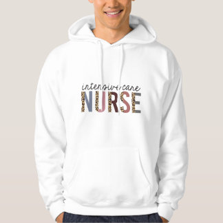 Intensive Care Nurse Leopard Print ICU Nursing Sch Hoodie