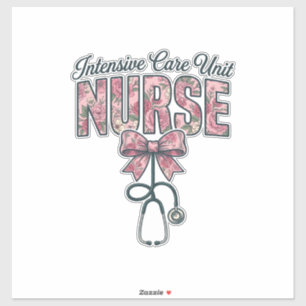 Intensive Care Unit Nurse Floral Bow Shirt Design_