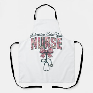 Intensive Care Unit Nurse Floral Bow Shirt Design_ Apron