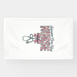 Intensive Care Unit Nurse Floral Bow Shirt Design_ Banner