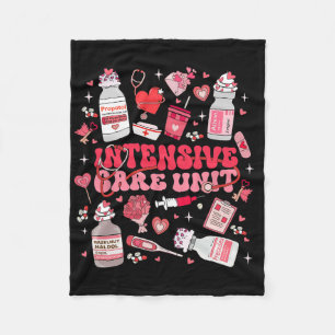 Intensive Care Unit Valentine For Nurse Valentine Fleece Blanket