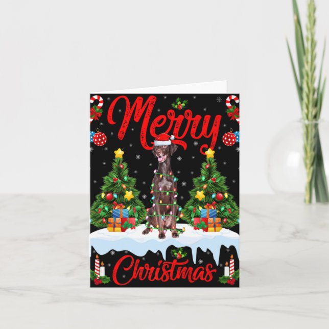 Inter Dog Lights Xmas Tree Santa Inter Dog Chr  Card (Front)