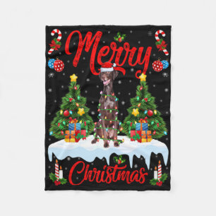 Inter Dog Lights Xmas Tree Santa Inter Dog Chr Fleece Blanket