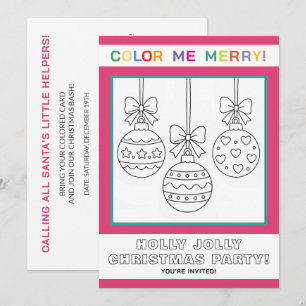Interactive Kids Christmas Colouring Page Party Invitation