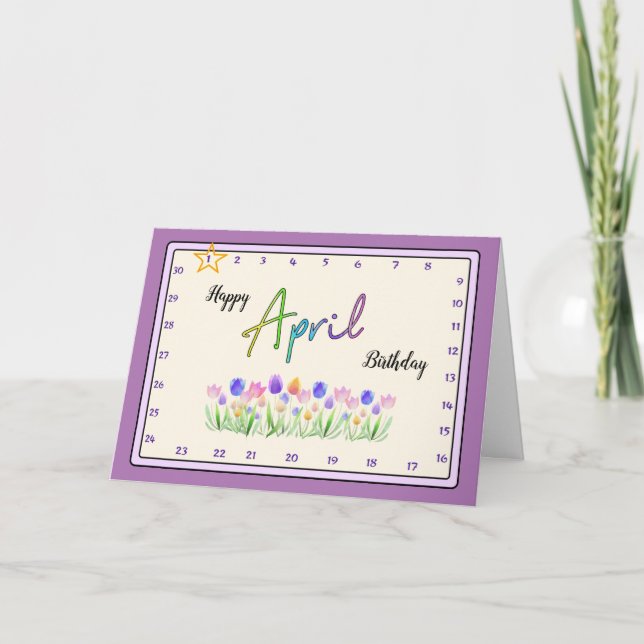 Interactive 'Move the Star' April Birthday Card (Front)