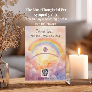 Interactive Pet Memorial Acrylic Sign   QR Code