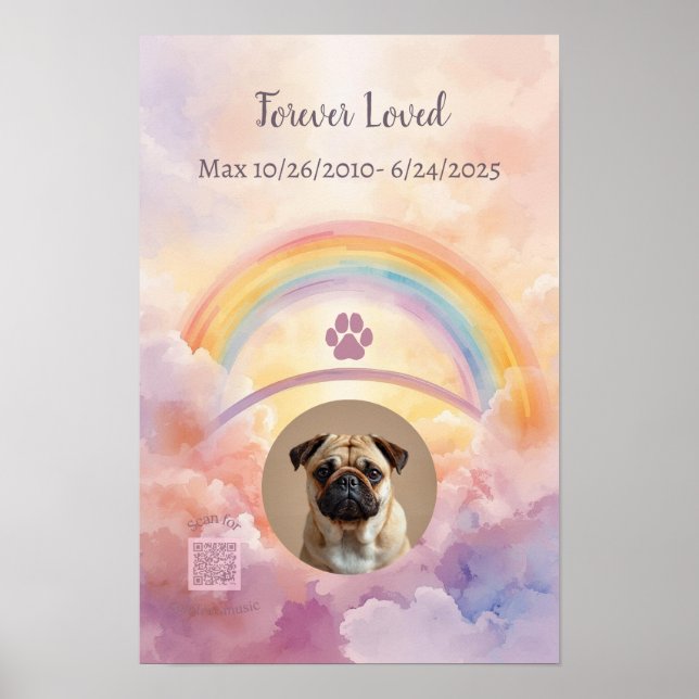  Interactive Pet Memorial Gift | QR Code Playlist Poster (Front)