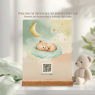 Interactive QR Lullaby Sleeping Bear Celestial Acrylic Sign