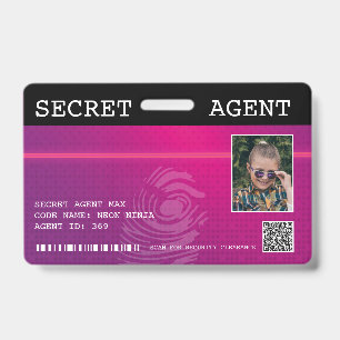 Interactive Secret Agent Spy Badge - Pink ID Badge