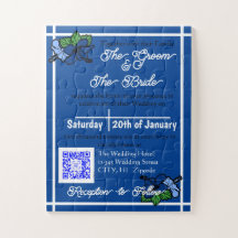 Interactive Wedding Blue Puzzle Invitation