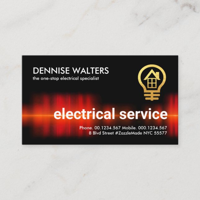 Intercepting Red Electrical Current Business Card (Front)