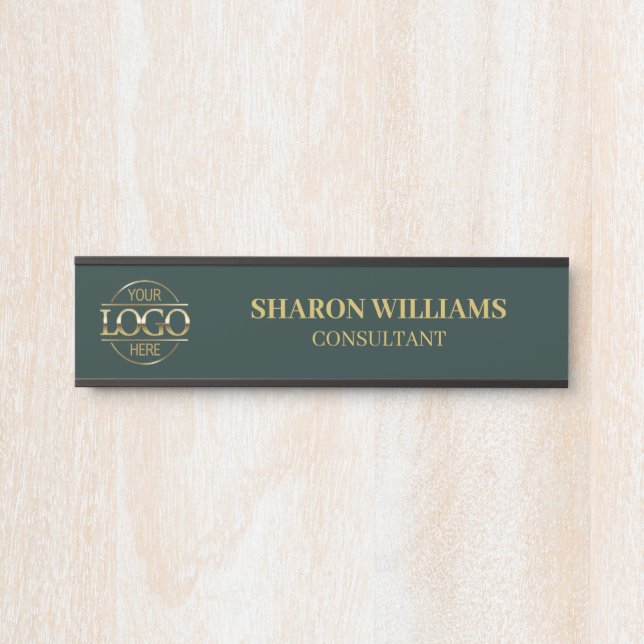 Interchangeable Dark Green Custom Business Logo  Door Sign (Front)