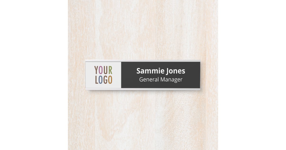 Interchangeable Office Door Name Plate with Logo | Zazzle.co.nz