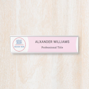 Interchangeable Office Door Name Plate with Logo