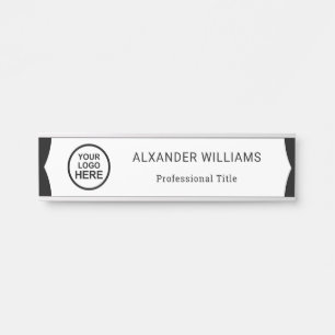 Interchangeable Office Door Name Plate with Logo