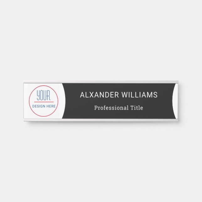 Interchangeable Office Door Name Plate with Logo (Front)